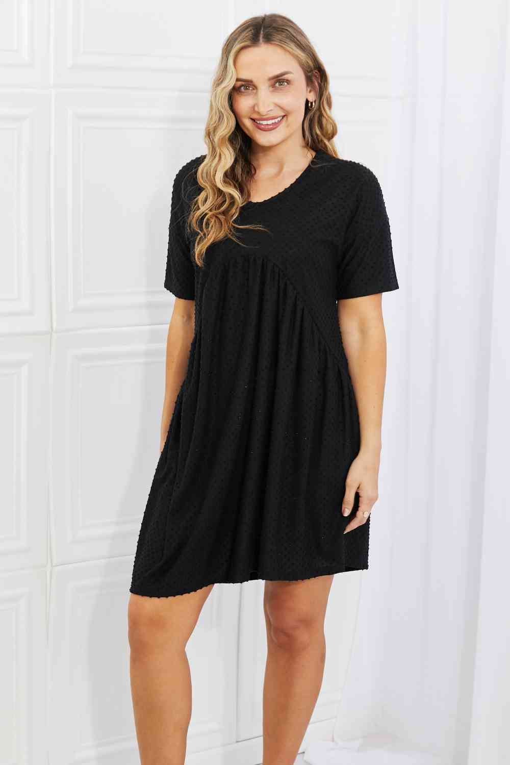 BOMBOM Another Day Swiss Dot Casual Dress in Black