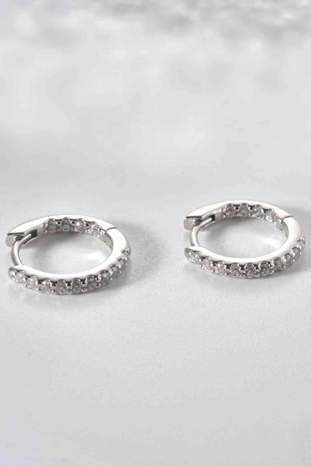 Inlaid Zircon 925 Sterling Silver Huggie Earrings