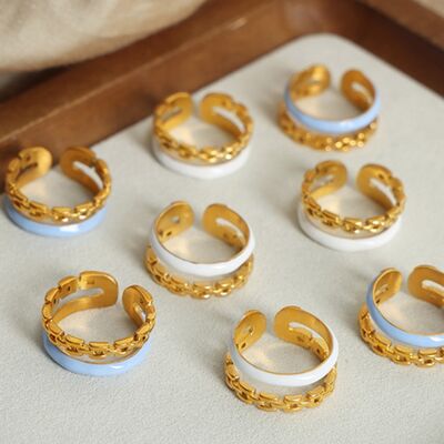 Enamel 18K Gold-Plated Open Ring