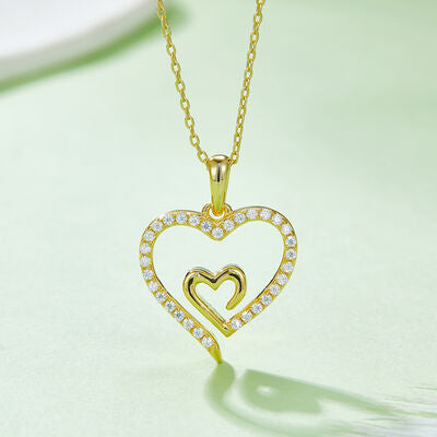 Moissanite 925 Sterling Silver Heart Pendant Necklace