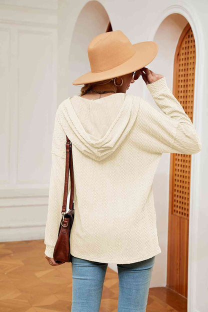 Half-Button Dropped Shoulder Hoodie