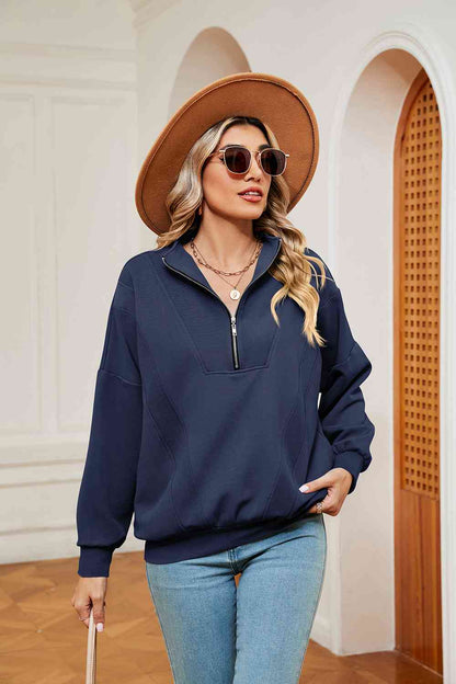 Half-Zip Dropped Shoulder Sweatshirt