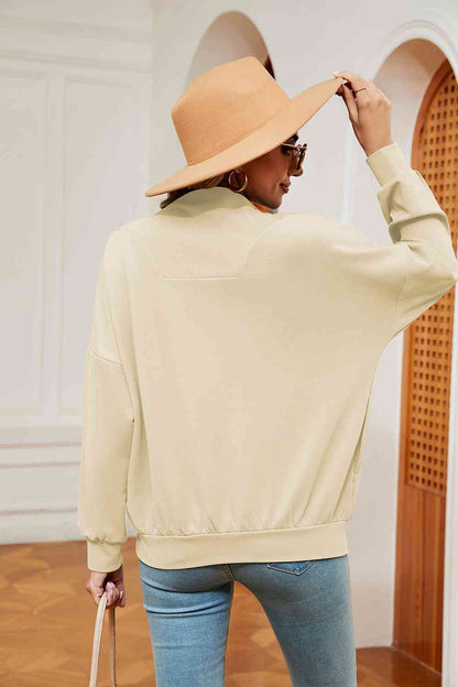 Half-Zip Dropped Shoulder Sweatshirt