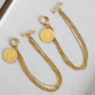 Coin Pendant Toggle clasp 18K Gold-Plated Bracelet