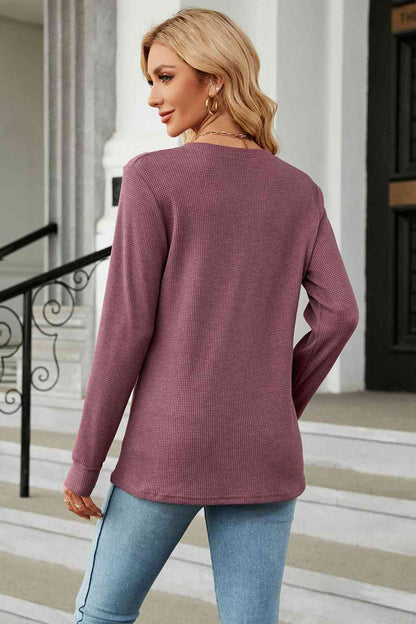 V-Neck Long Sleeve Blouse