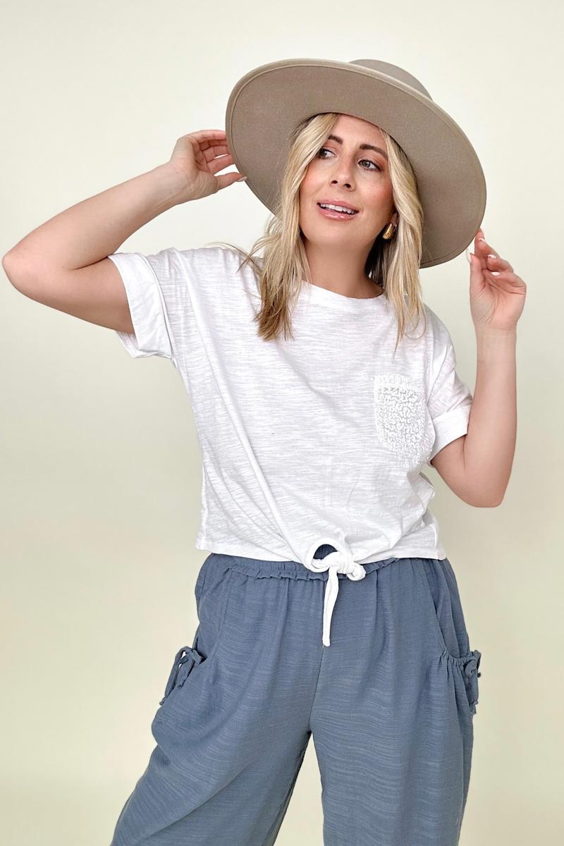 Gigio Cropped T-Shirt with Sequin Pocket and Tie Front