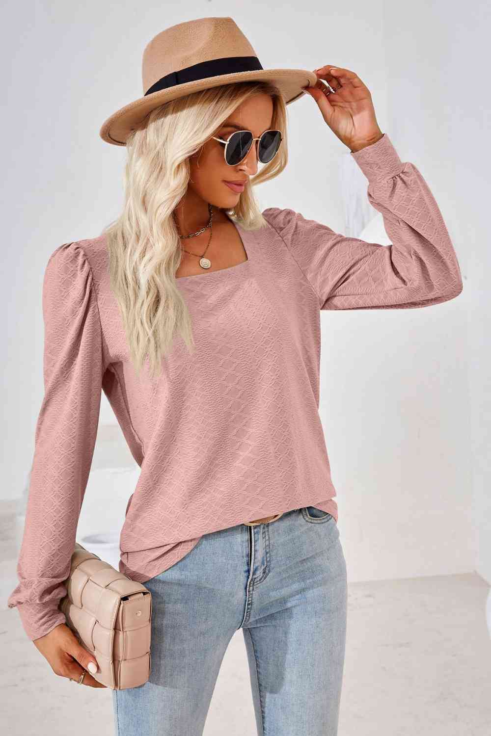 Square Neck Puff Sleeve Blouse