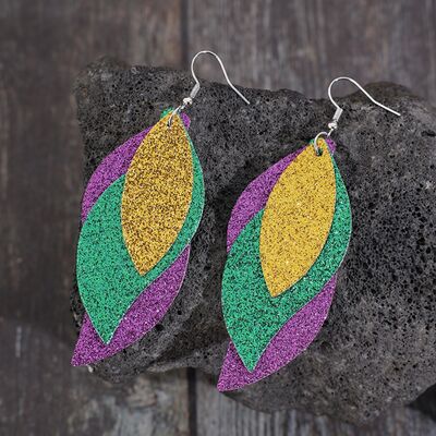 PU Leather Leaf Dangle Earrings