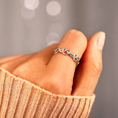 Knotted Hearts 925 Sterling Silver Open Ring