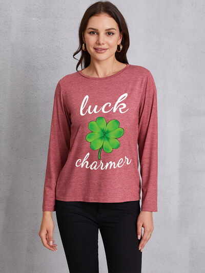 LUCK CHARMER Lucky Clover Round Neck T-Shirt