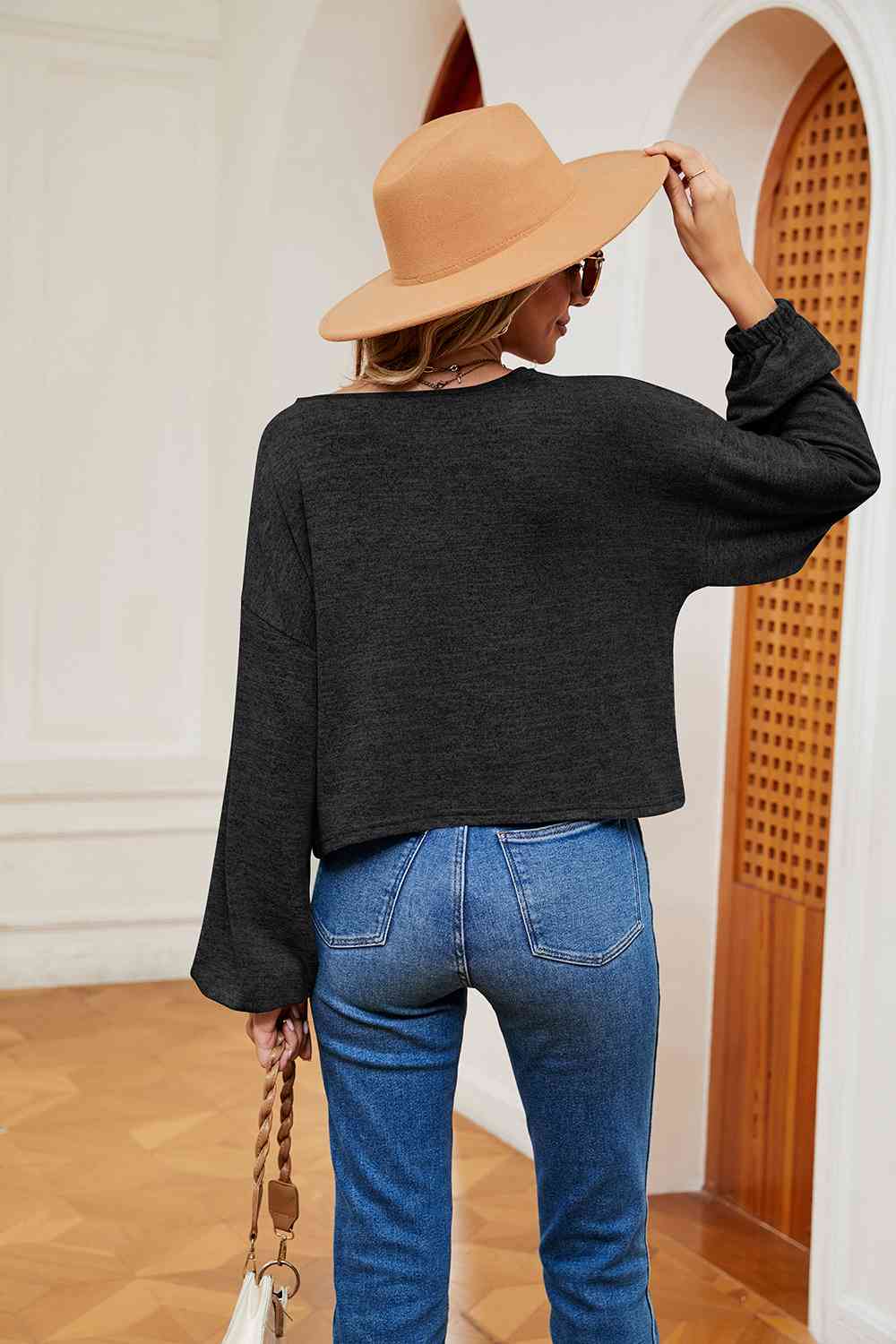 V-Neck Long Sleeve Top