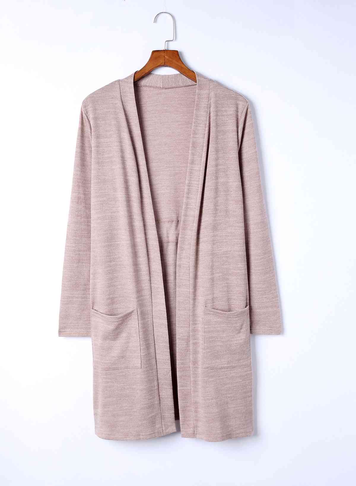 Long Sleeve Open Front Cardigan with Pocket