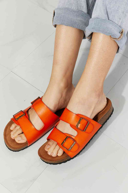 MMShoes Feeling Alive Double Banded Slide Sandals in Orange