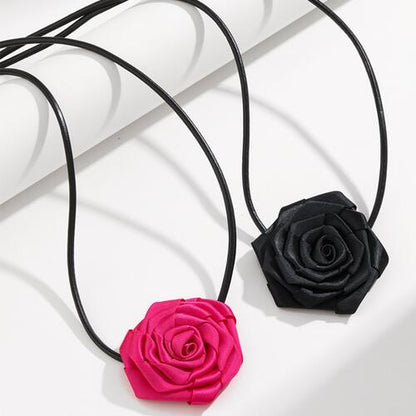 PU Leather Rope Rose Shape Necklace