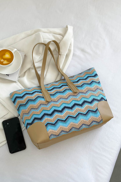 Chevron Straw Tote Bag