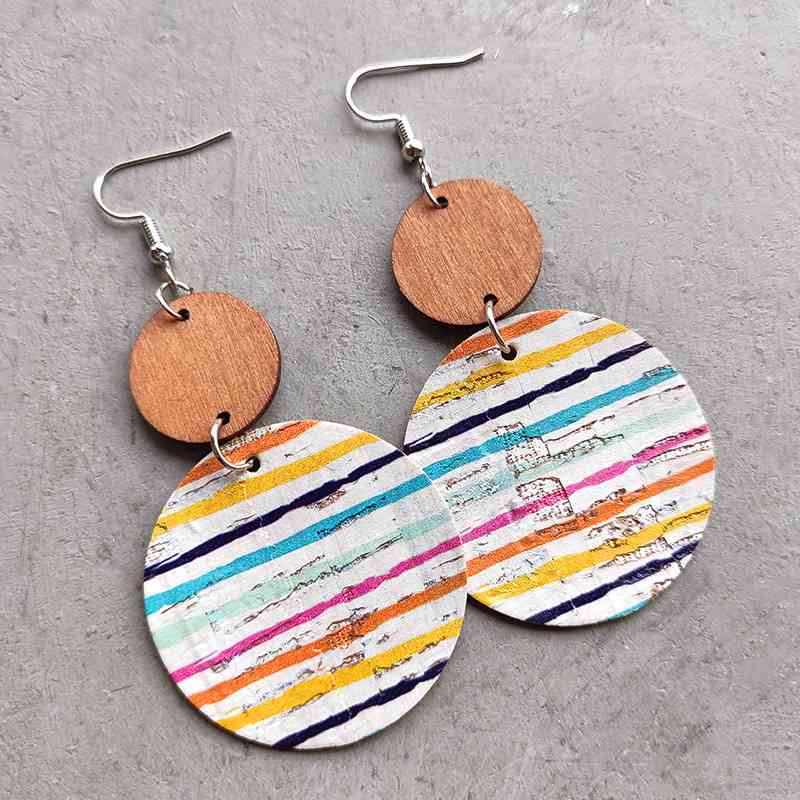 Round Shape Wooden Dangle Earrings