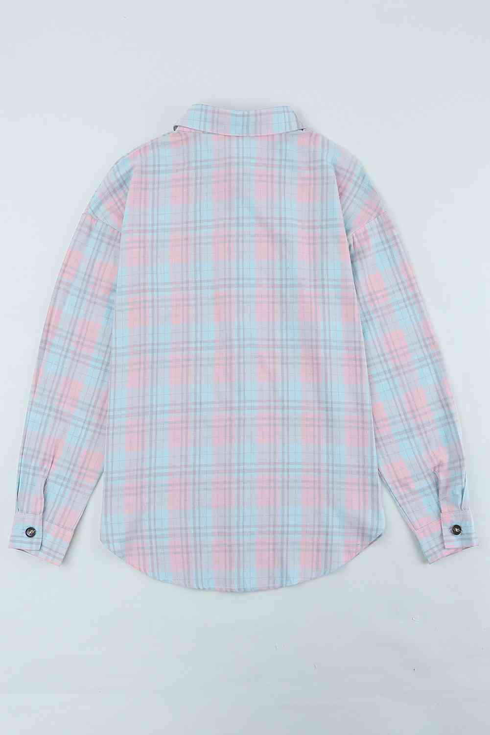 Plaid Button-Up Dropped Shoulder Shirt