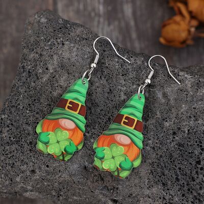 Wooden Alloy Dangle Earrings