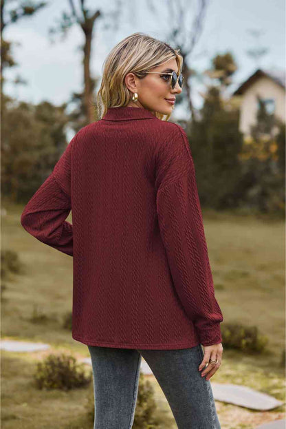 Collared Neck Long Sleeve Blouse