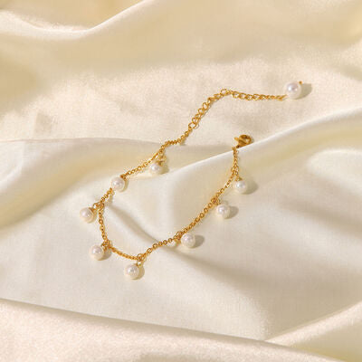 Pearl 18K Gold-Plated Charm Anklet