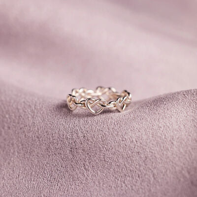 Knotted Hearts 925 Sterling Silver Open Ring