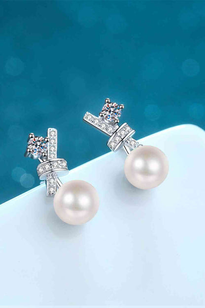 Pearl Moissanite Stud Earrings