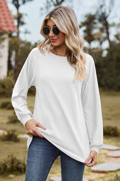 Round Neck Raglan Sleeve Sweatshirt