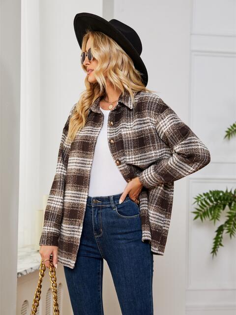 Plaid Collared Shirt Jacket