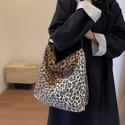 Leopard Contrast Adjustable Strap Shoulder Bag