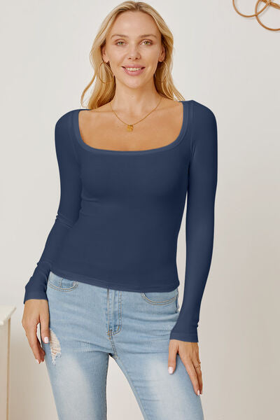 Square Neck Long Sleeve T-Shirt