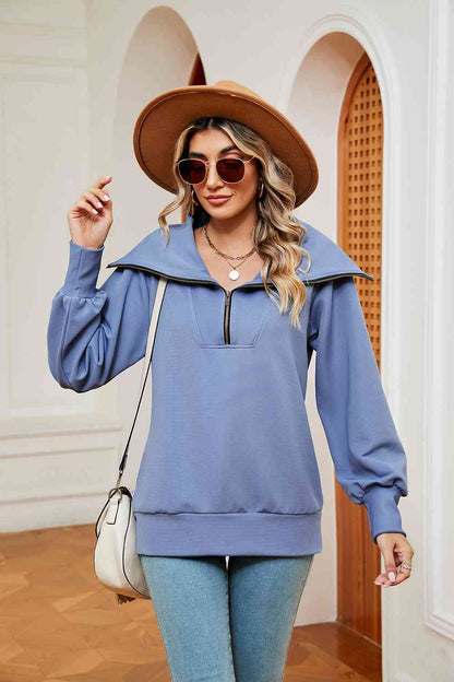 Half-Zip Collared Sweatshirt