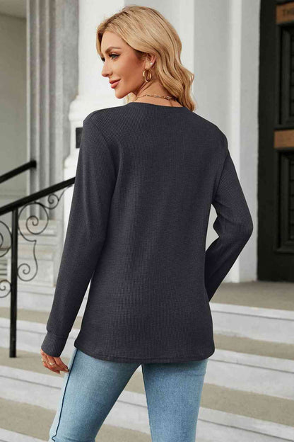 V-Neck Long Sleeve Blouse